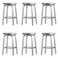 Contemporary Metal Backless Counter Stool in Silver for Home Use
