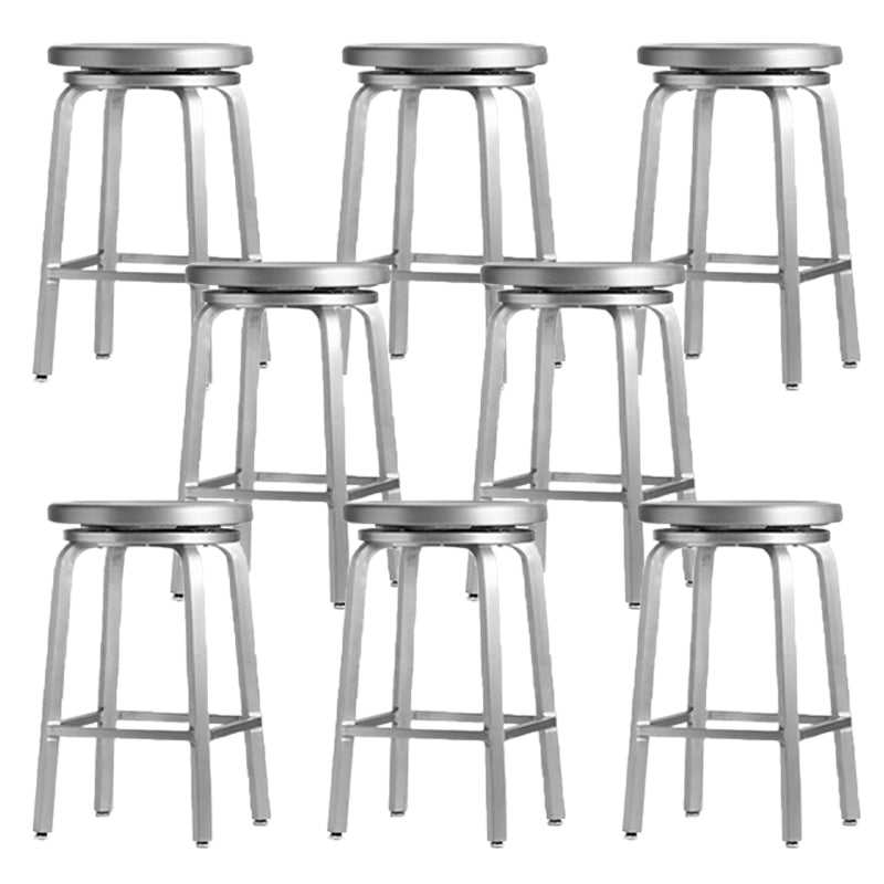 Contemporary Metal Backless Counter Stool in Silver for Home Use