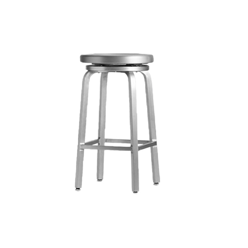 Contemporary Metal Backless Counter Stool in Silver for Home Use
