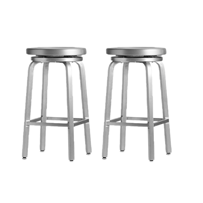 Contemporary Metal Backless Counter Stool in Silver for Home Use