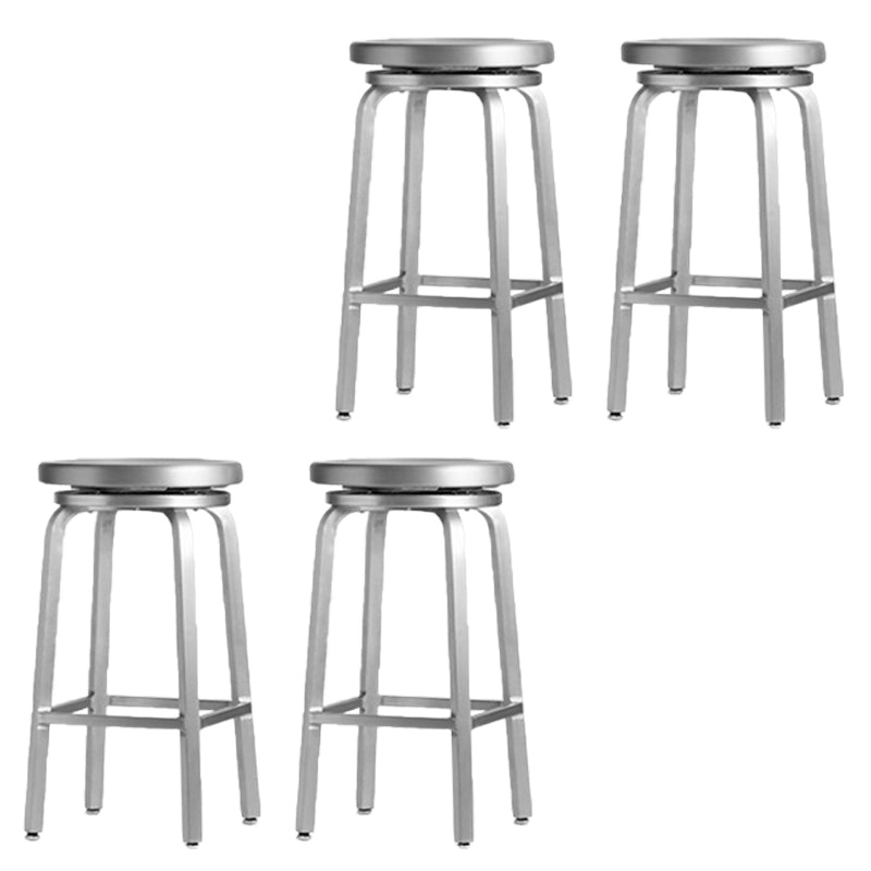 Contemporary Metal Backless Counter Stool in Silver for Home Use