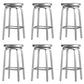 Contemporary Metal Backless Counter Stool in Silver for Home Use