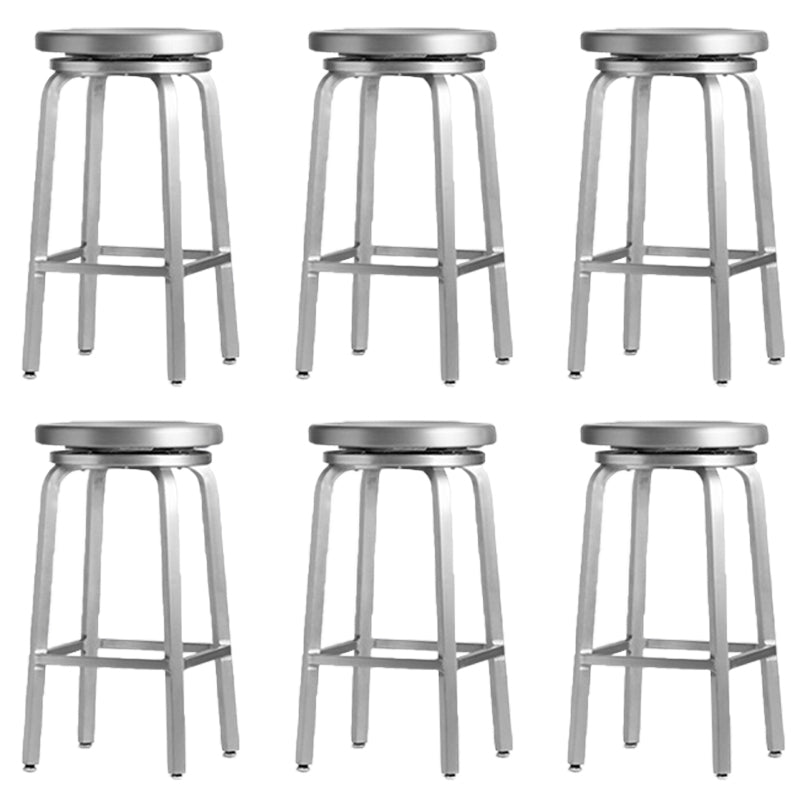 Contemporary Metal Backless Counter Stool in Silver for Home Use