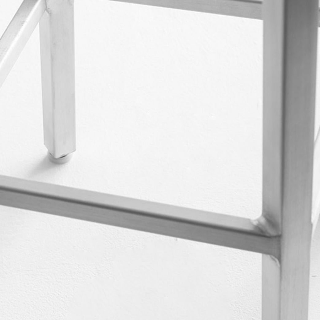 Contemporary Metal Backless Counter Stool in Silver for Home Use