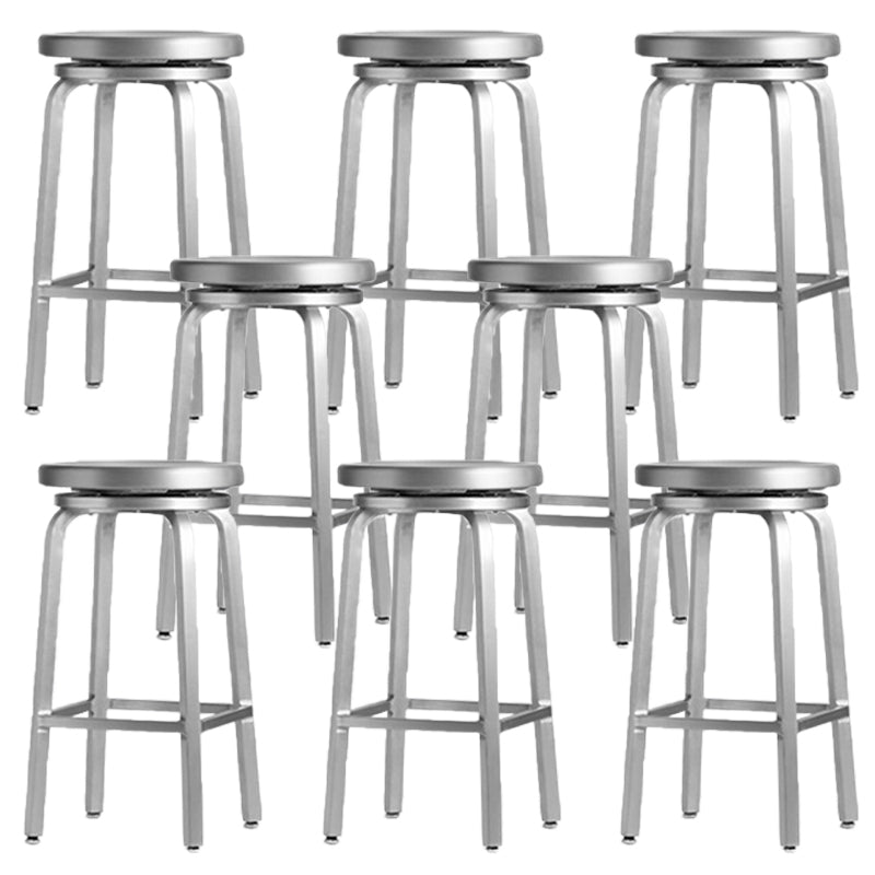 Contemporary Metal Backless Counter Stool in Silver for Home Use