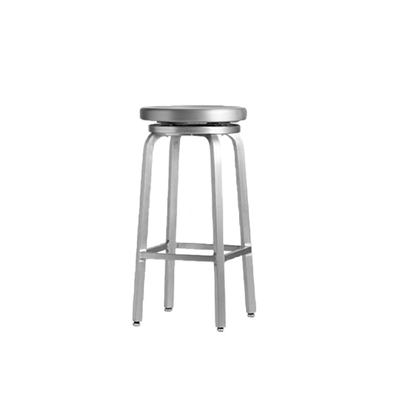 Contemporary Metal Backless Counter Stool in Silver for Home Use