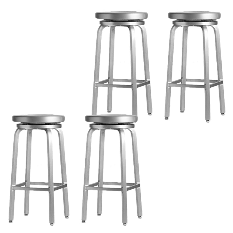 Contemporary Metal Backless Counter Stool in Silver for Home Use