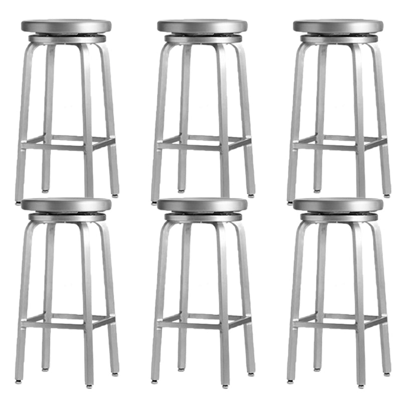 Contemporary Metal Backless Counter Stool in Silver for Home Use