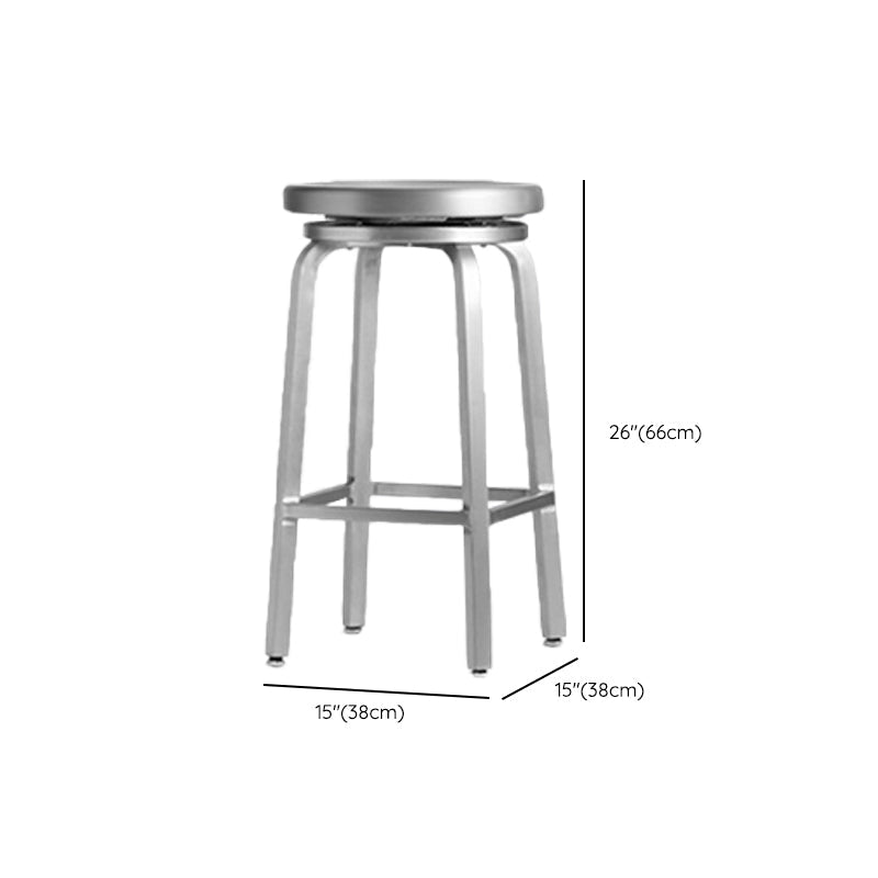 Contemporary Metal Backless Counter Stool in Silver for Home Use