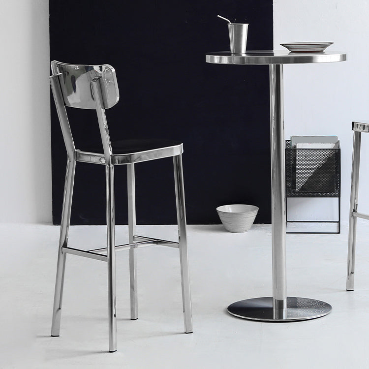 Contemporary 43" Height Metal Backrest Counter Stool in Silver Clearhalo 'Bar Furniture' 'Bar Stools' 'bar_stools' 'furn' 'furn_bar_stools' 'Furniture' 'Kitchen & Dining Furniture' 7763651