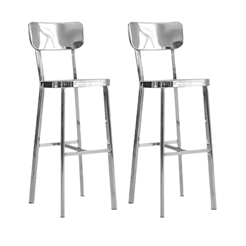 Contemporary 43" Height Metal Backrest Counter Stool in Silver 2 Piece Set Clearhalo 'Bar Furniture' 'Bar Stools' 'bar_stools' 'furn' 'furn_bar_stools' 'Furniture' 'Kitchen & Dining Furniture' 7763652