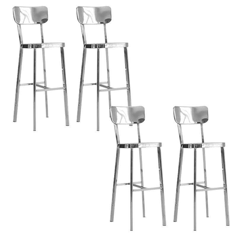 Contemporary 43" Height Metal Backrest Counter Stool in Silver 4 Piece Set Clearhalo 'Bar Furniture' 'Bar Stools' 'bar_stools' 'furn' 'furn_bar_stools' 'Furniture' 'Kitchen & Dining Furniture' 7763653