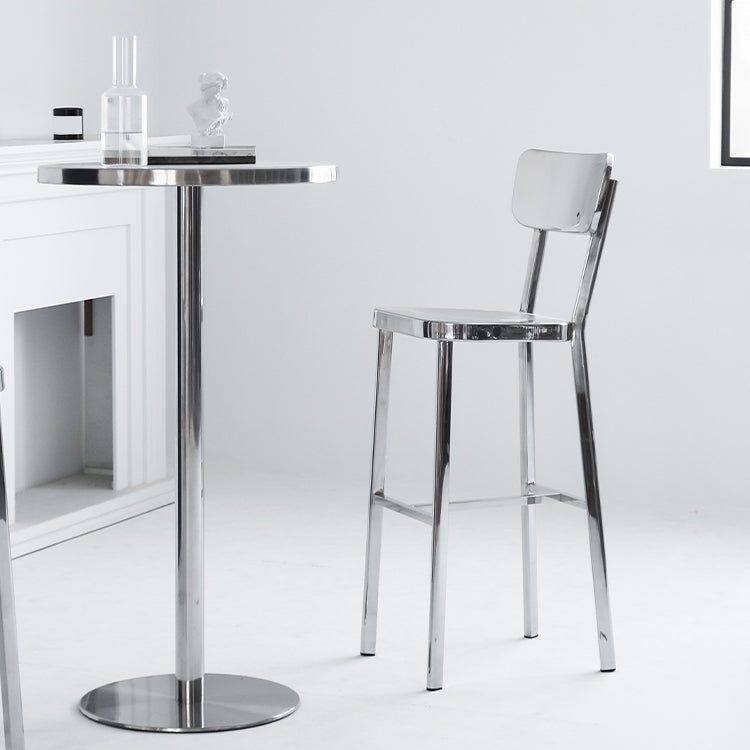 Contemporary 43" Height Metal Backrest Counter Stool in Silver Clearhalo 'Bar Furniture' 'Bar Stools' 'bar_stools' 'furn' 'furn_bar_stools' 'Furniture' 'Kitchen & Dining Furniture' 7763654