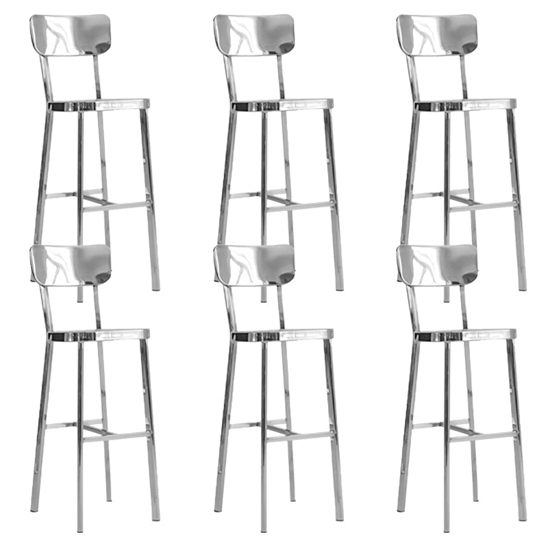 Contemporary 43" Height Metal Backrest Counter Stool in Silver 6 Piece Set Clearhalo 'Bar Furniture' 'Bar Stools' 'bar_stools' 'furn' 'furn_bar_stools' 'Furniture' 'Kitchen & Dining Furniture' 7763655
