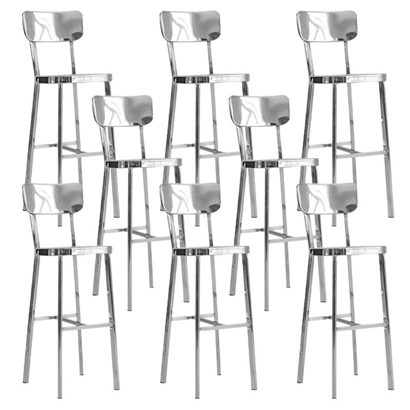 Contemporary 43" Height Metal Backrest Counter Stool in Silver 8 Piece Set Clearhalo 'Bar Furniture' 'Bar Stools' 'bar_stools' 'furn' 'furn_bar_stools' 'Furniture' 'Kitchen & Dining Furniture' 7763657