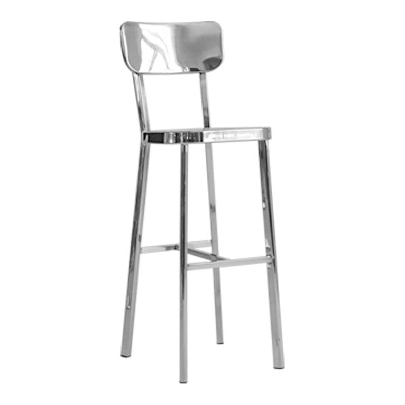 Contemporary 43" Height Metal Backrest Counter Stool in Silver 1 Piece Clearhalo 'Bar Furniture' 'Bar Stools' 'bar_stools' 'furn' 'furn_bar_stools' 'Furniture' 'Kitchen & Dining Furniture' 7763659