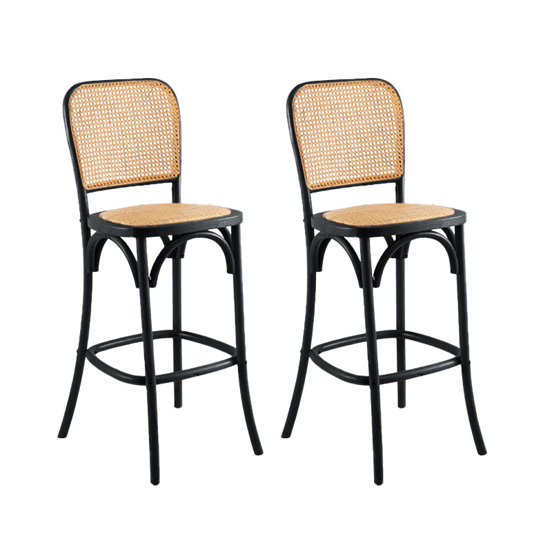 Eigentijdse 45 "Hoogte Backlest massief hout en Rattan Teller ontlasting