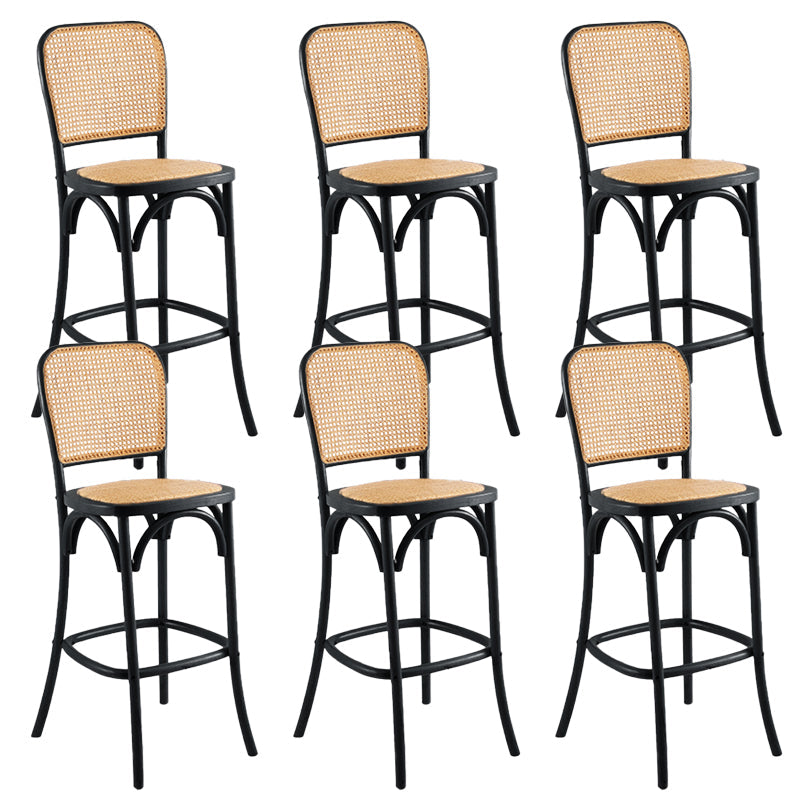 Eigentijdse 45 "Hoogte Backlest massief hout en Rattan Teller ontlasting