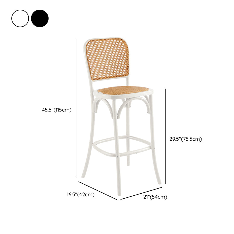 Eigentijdse 45 "Hoogte Backlest massief hout en Rattan Teller ontlasting