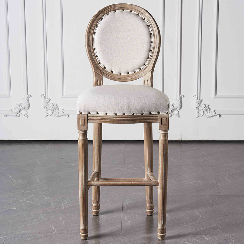 Volledige rug gestoffeerde armloze barkruk met massief houtbasis