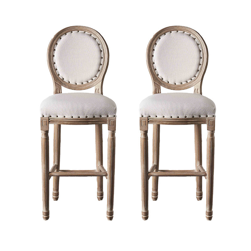 Volledige rug gestoffeerde armloze barkruk met massief houtbasis