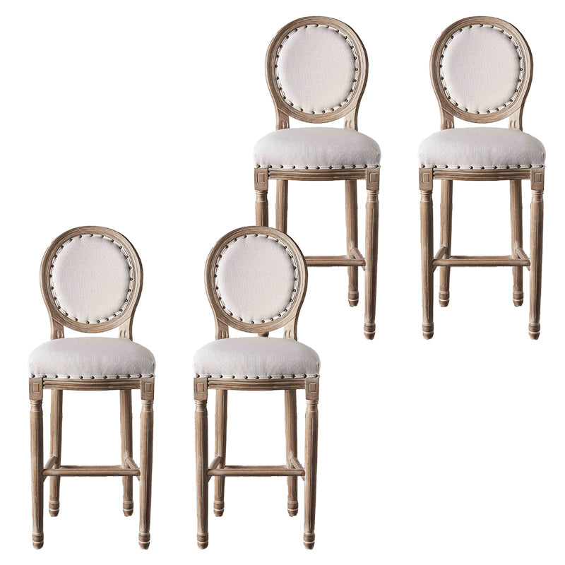 Volledige rug gestoffeerde armloze barkruk met massief houtbasis