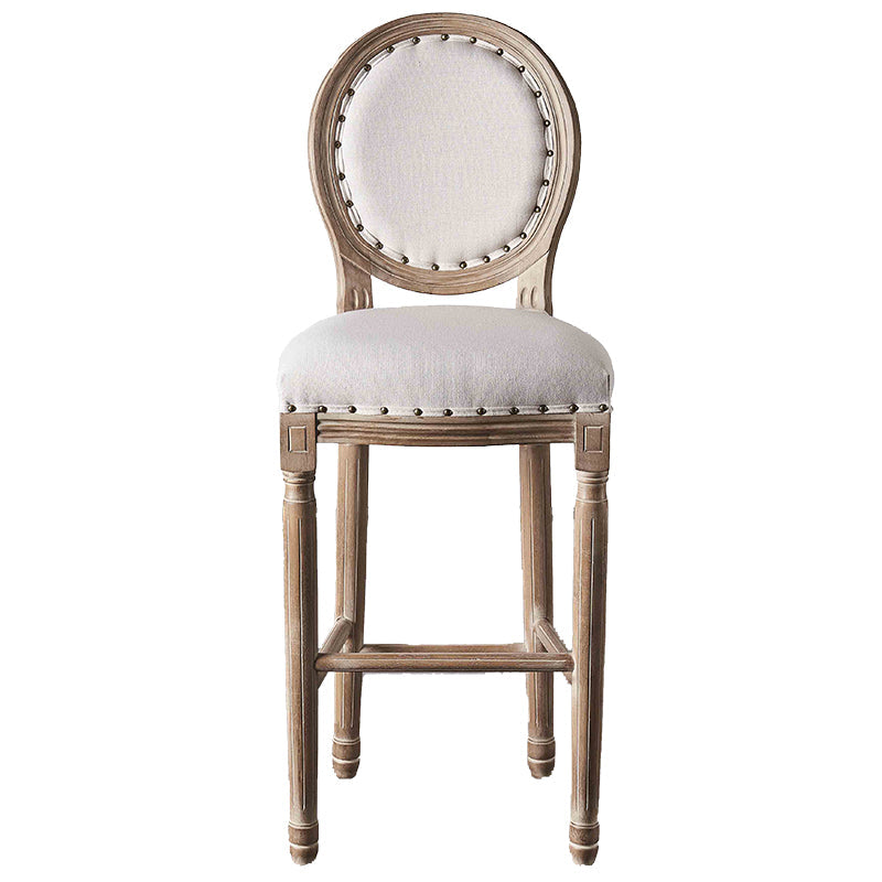 Volledige rug gestoffeerde armloze barkruk met massief houtbasis