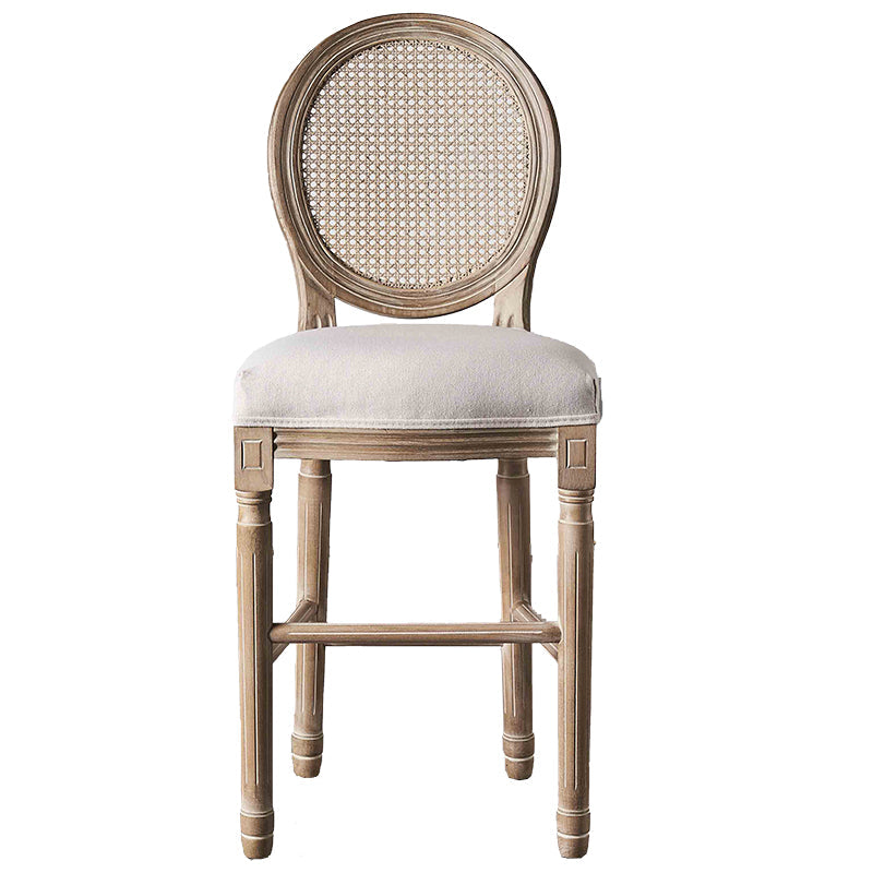 Volledige rug gestoffeerde armloze barkruk met massief houtbasis