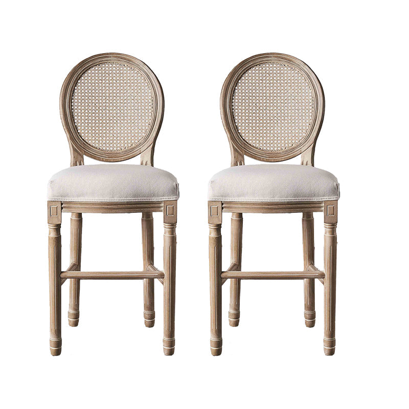 Volledige rug gestoffeerde armloze barkruk met massief houtbasis