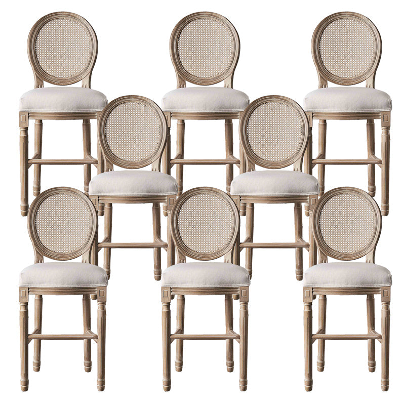 Volledige rug gestoffeerde armloze barkruk met massief houtbasis