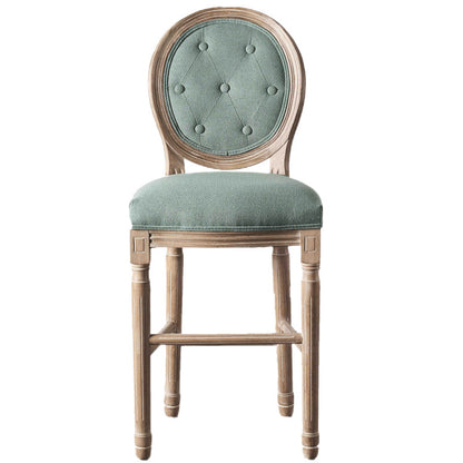 Volledige rug gestoffeerde armloze barkruk met massief houtbasis