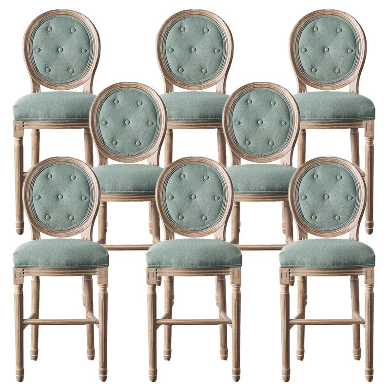 Volledige rug gestoffeerde armloze barkruk met massief houtbasis