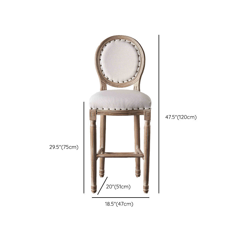 Volledige rug gestoffeerde armloze barkruk met massief houtbasis
