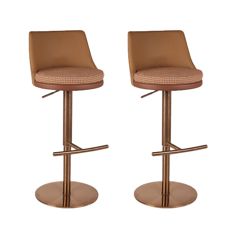 GLAMスタイル調整可能なスイベル布張りの布張りのバースツールと金属脚