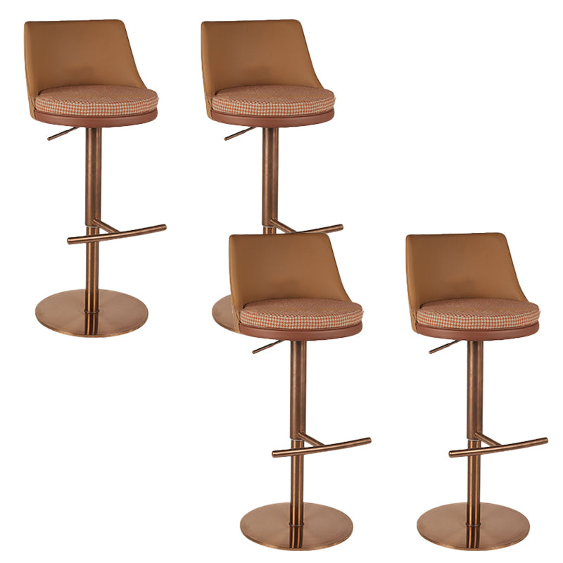 GLAMスタイル調整可能なスイベル布張りの布張りのバースツールと金属脚