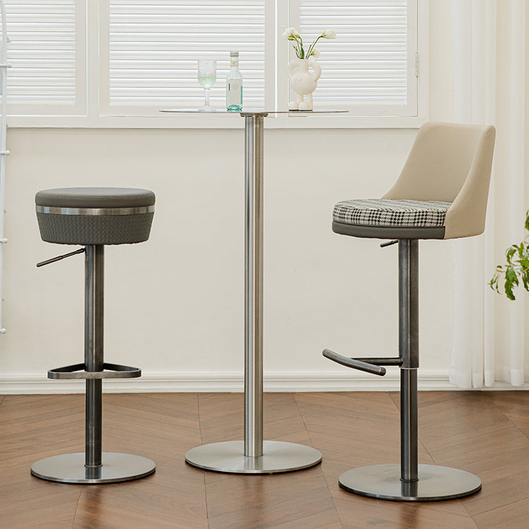 GLAMスタイル調整可能なスイベル布張りの布張りのバースツールと金属脚