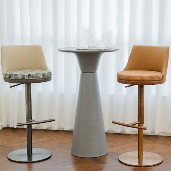 GLAMスタイル調整可能なスイベル布張りの布張りのバースツールと金属脚