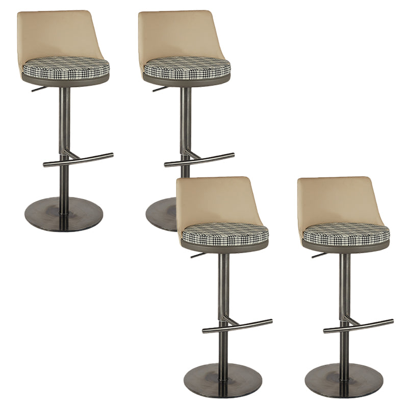 GLAMスタイル調整可能なスイベル布張りの布張りのバースツールと金属脚