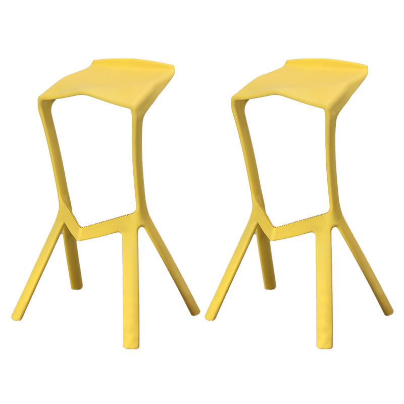 Contemporary Style Backless Plastic Stackable Bar Stool for Home Yellow 2 Piece Set Clearhalo 'Bar Furniture' 'Bar Stools' 'bar_stools' 'furn' 'furn_bar_stools' 'Furniture' 'Kitchen & Dining Furniture' 7763791