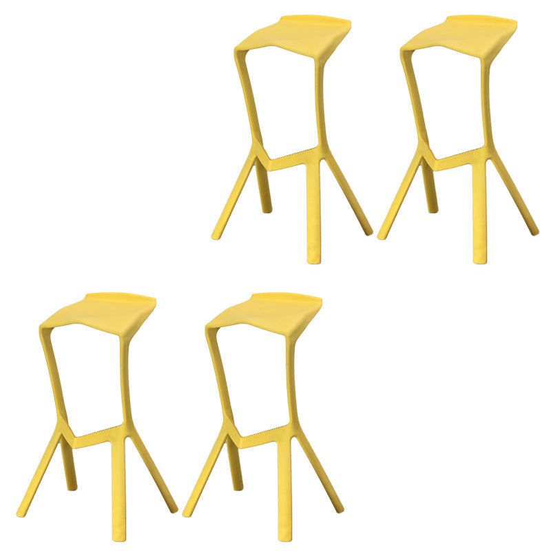 Contemporary Style Backless Plastic Stackable Bar Stool for Home Yellow 4 Piece Set Clearhalo 'Bar Furniture' 'Bar Stools' 'bar_stools' 'furn' 'furn_bar_stools' 'Furniture' 'Kitchen & Dining Furniture' 7763794