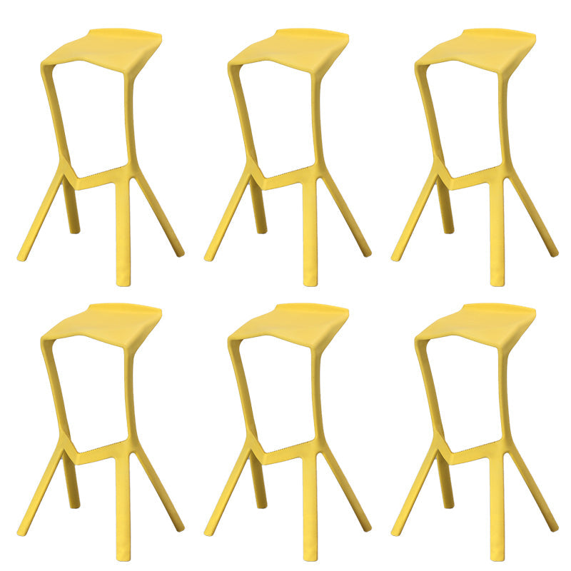 Contemporary Style Backless Plastic Stackable Bar Stool for Home Yellow 6 Piece Set Clearhalo 'Bar Furniture' 'Bar Stools' 'bar_stools' 'furn' 'furn_bar_stools' 'Furniture' 'Kitchen & Dining Furniture' 7763796