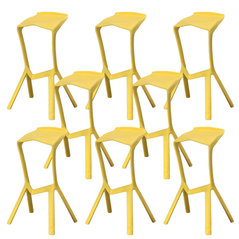Contemporary Style Backless Plastic Stackable Bar Stool for Home Yellow 8 Piece Set Clearhalo 'Bar Furniture' 'Bar Stools' 'bar_stools' 'furn' 'furn_bar_stools' 'Furniture' 'Kitchen & Dining Furniture' 7763798