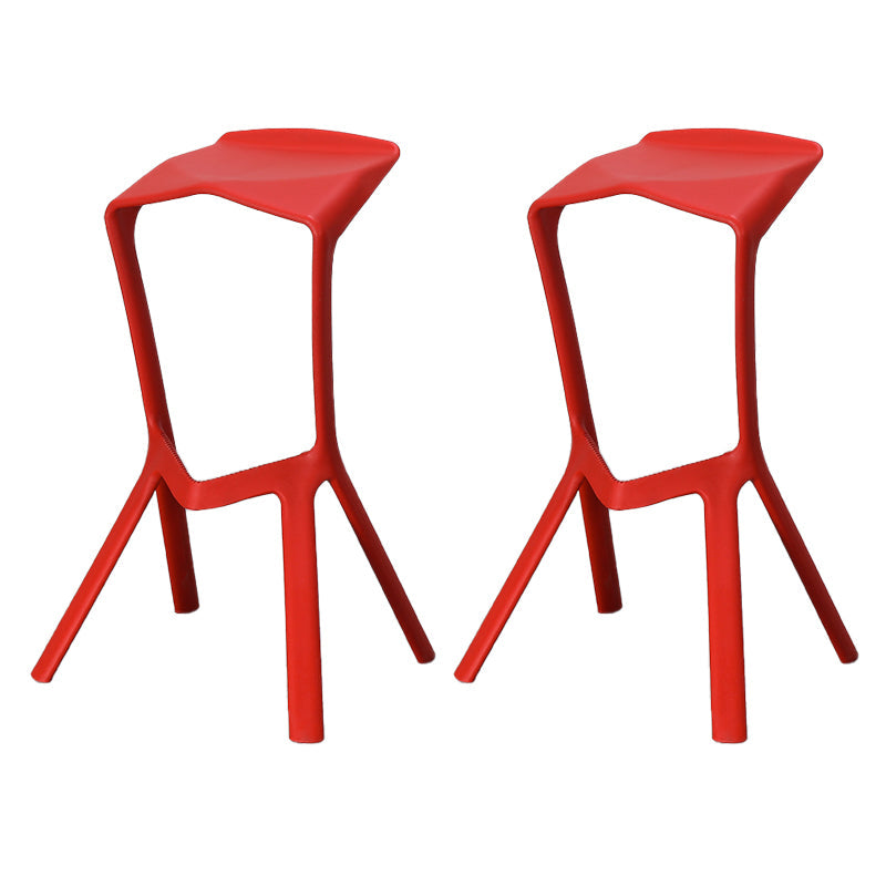 Contemporary Style Backless Plastic Stackable Bar Stool for Home Red 2 Piece Set Clearhalo 'Bar Furniture' 'Bar Stools' 'bar_stools' 'furn' 'furn_bar_stools' 'Furniture' 'Kitchen & Dining Furniture' 7763801