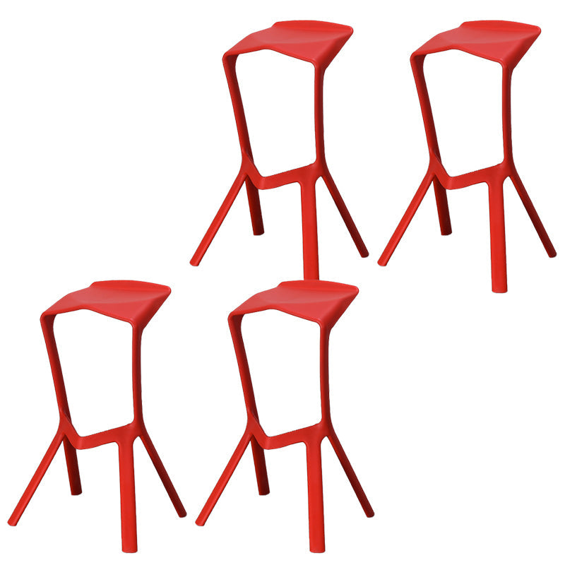 Contemporary Style Backless Plastic Stackable Bar Stool for Home Red 4 Piece Set Clearhalo 'Bar Furniture' 'Bar Stools' 'bar_stools' 'furn' 'furn_bar_stools' 'Furniture' 'Kitchen & Dining Furniture' 7763804
