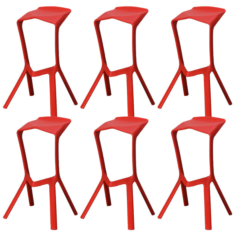 Contemporary Style Backless Plastic Stackable Bar Stool for Home Red 6 Piece Set Clearhalo 'Bar Furniture' 'Bar Stools' 'bar_stools' 'furn' 'furn_bar_stools' 'Furniture' 'Kitchen & Dining Furniture' 7763805