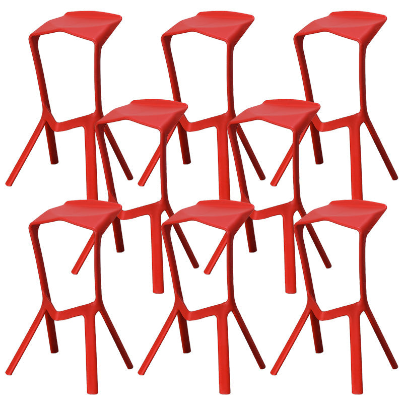 Contemporary Style Backless Plastic Stackable Bar Stool for Home Red 8 Piece Set Clearhalo 'Bar Furniture' 'Bar Stools' 'bar_stools' 'furn' 'furn_bar_stools' 'Furniture' 'Kitchen & Dining Furniture' 7763808