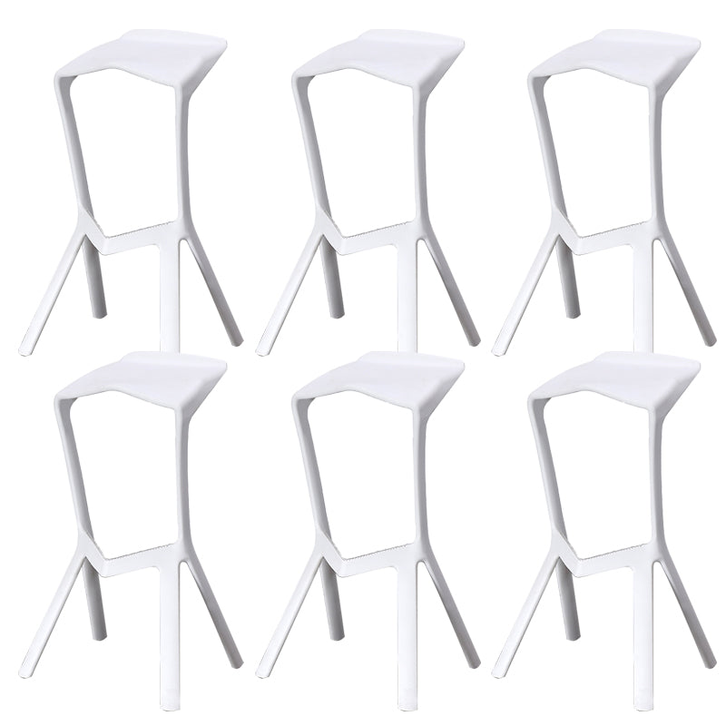 Contemporary Style Backless Plastic Stackable Bar Stool for Home White 6 Piece Set Clearhalo 'Bar Furniture' 'Bar Stools' 'bar_stools' 'furn' 'furn_bar_stools' 'Furniture' 'Kitchen & Dining Furniture' 7763817