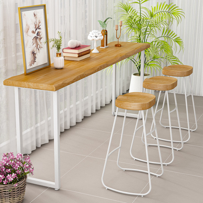 1/4 Pieces Modern Rectangle Solid Wood Top Counter Table with High Stools