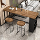 Brown Pine Wood 1/2/3 Pcs Bar Table Set with Wooden Stools for Home