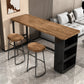 Brown Pine Wood 1/2/3 Pcs Bar Table Set with Wooden Stools for Home